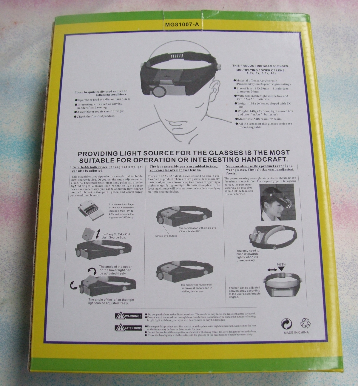 Budget Headband Magnifier with led light and swivel loupe