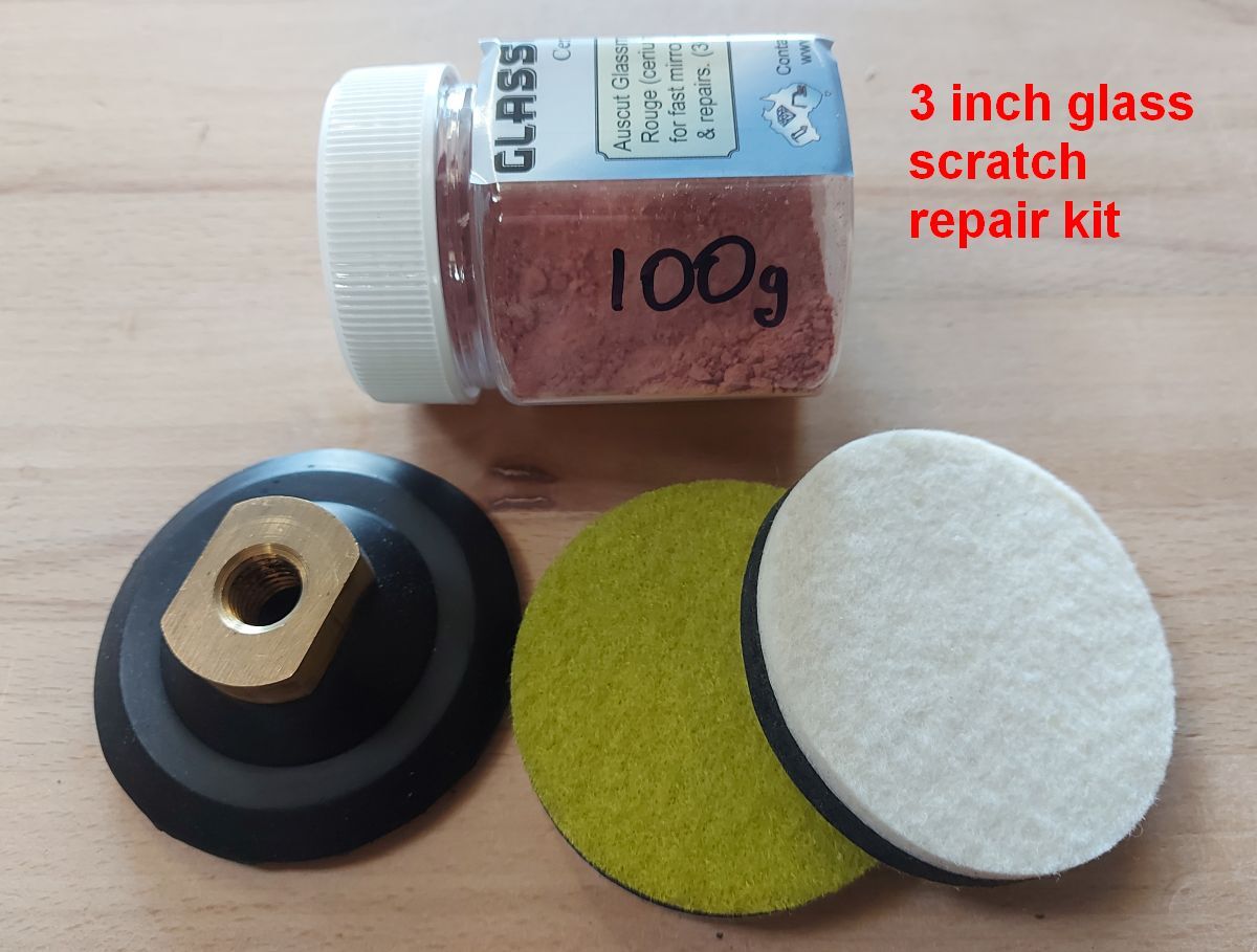 Glass Repair Kit: Fix Glass Scratches/Graffiti, Cerium Oxide/Pad