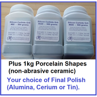 STARTER KIT 4: Rotary Tumbler Grit Kit, #80, #220, #600, Polish & Ceramics