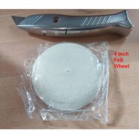 Knife Edge Hard Felt Wheel with pin hole, 100mm (4") diameter