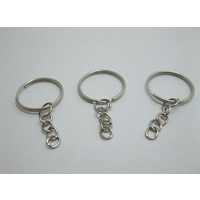 5 x Key Ring chains, 23mm metal Split Ring with chain