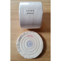 5 x White 6" (150mm) Cotton Stitched Polishing Mop, 50 fold (LOT of 5)