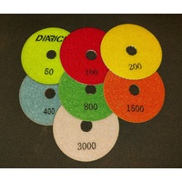 Set of 4" Diamond Pads for WET polishing, 7 pieces #50 to #3000