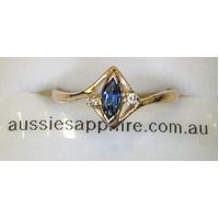 Dress Ring with Marquise Sapphire & Accent Diamonds