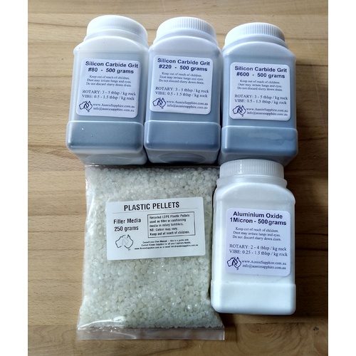 STARTER KIT 1:  Rotary Tumbler Grit Kit with Alumina Polish