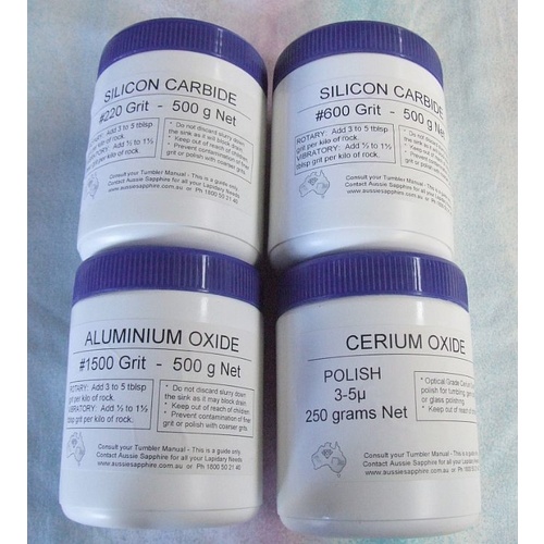 STARTER KIT C: Vibratory Tumbler Grit Kit #220, #600, #1500, CeO