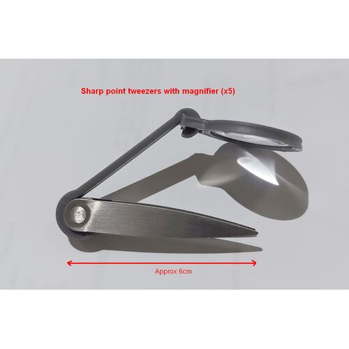 Sharp Point Tweezers with Magnifier
