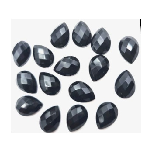 Black Spinel - 5x3 mm Checkerboard Pear Cut [Size: 5 x 3 mm]