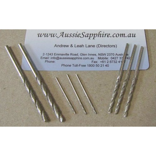 Diamond Twist Drill Set: 12 pieces, 4 each of 1mm, 2mm and 3mm