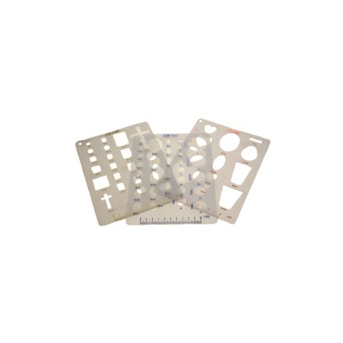 Set of 3 plastic Gemstone Templates for cabbing, includes scribe