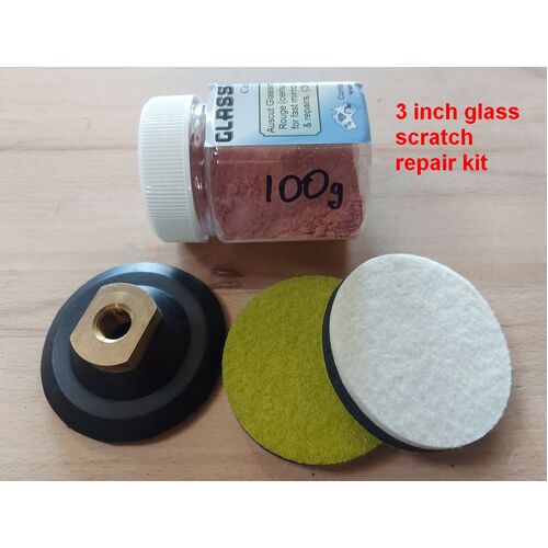 Glass Repair Kit: Fix Glass Scratches/Graffiti, Cerium Oxide/Pad