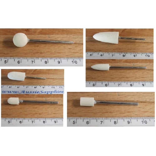 Felt Polishing Bobs to polish stone or metal - choose from 7 shapes
