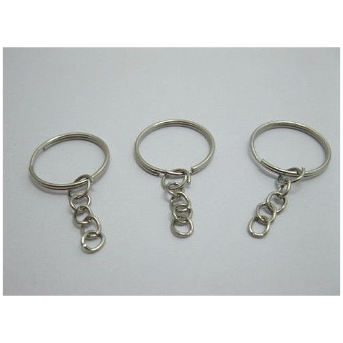 5 x Key Ring chains, 23mm metal Split Ring with chain
