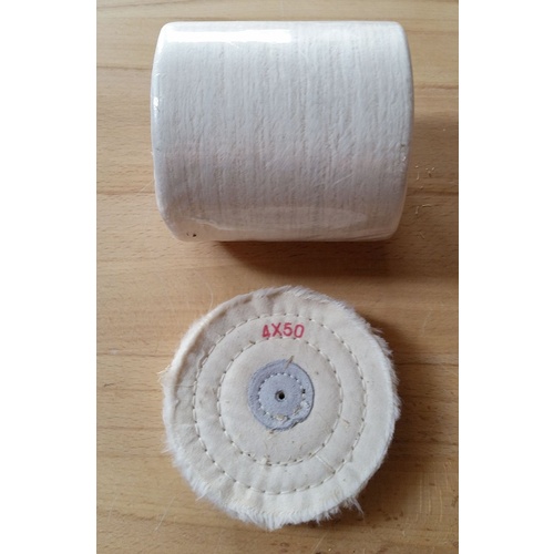 5 x White 4" (100mm) Cotton Stitched Polishing Mop, 50 fold (LOT of 5)