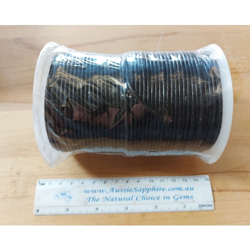 2.5mm Black Round Leather Cord in 100 metre roll