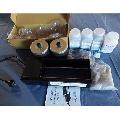 Auscut Smooth 3 Double Barrel Rotary Tumbler with rock polishing kit