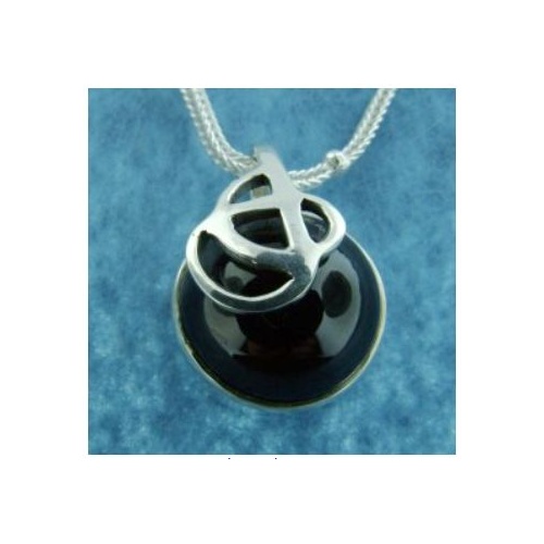 Black Spinel Silver Overlay Pendant